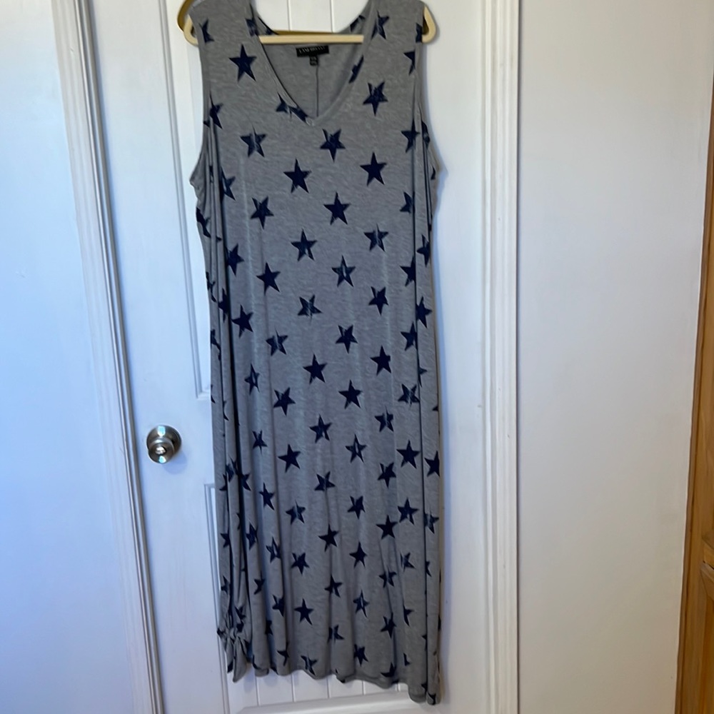 Lane Bryant sleeveless maxi dress gray and navy size 22/24